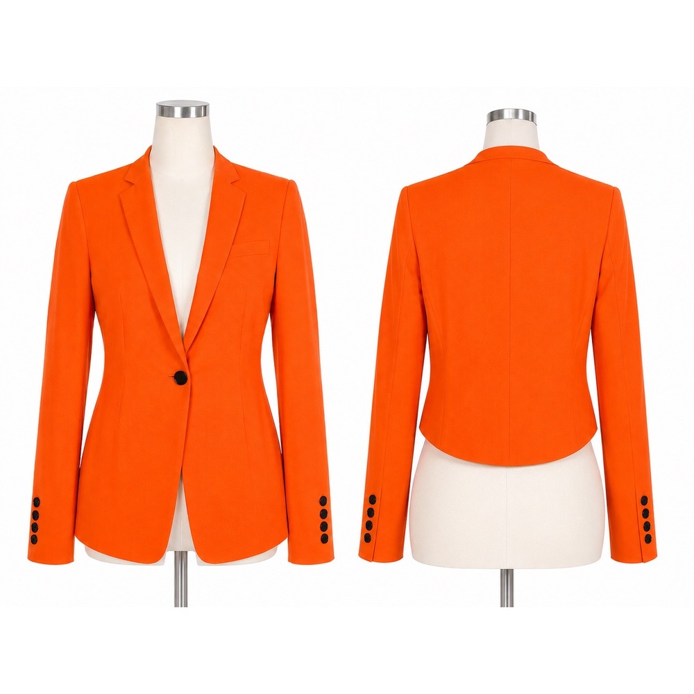 Sans Souci Orange Single Button High Low Chic Blazer Small